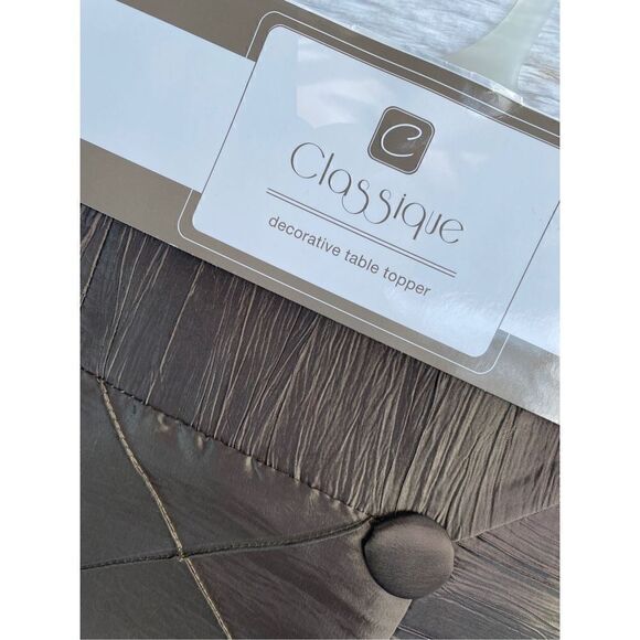 NWT SARO Lifestyle Brown Diamond Crinkle Pintuck 60”X60” Tablecloth - Picture 4 of 12